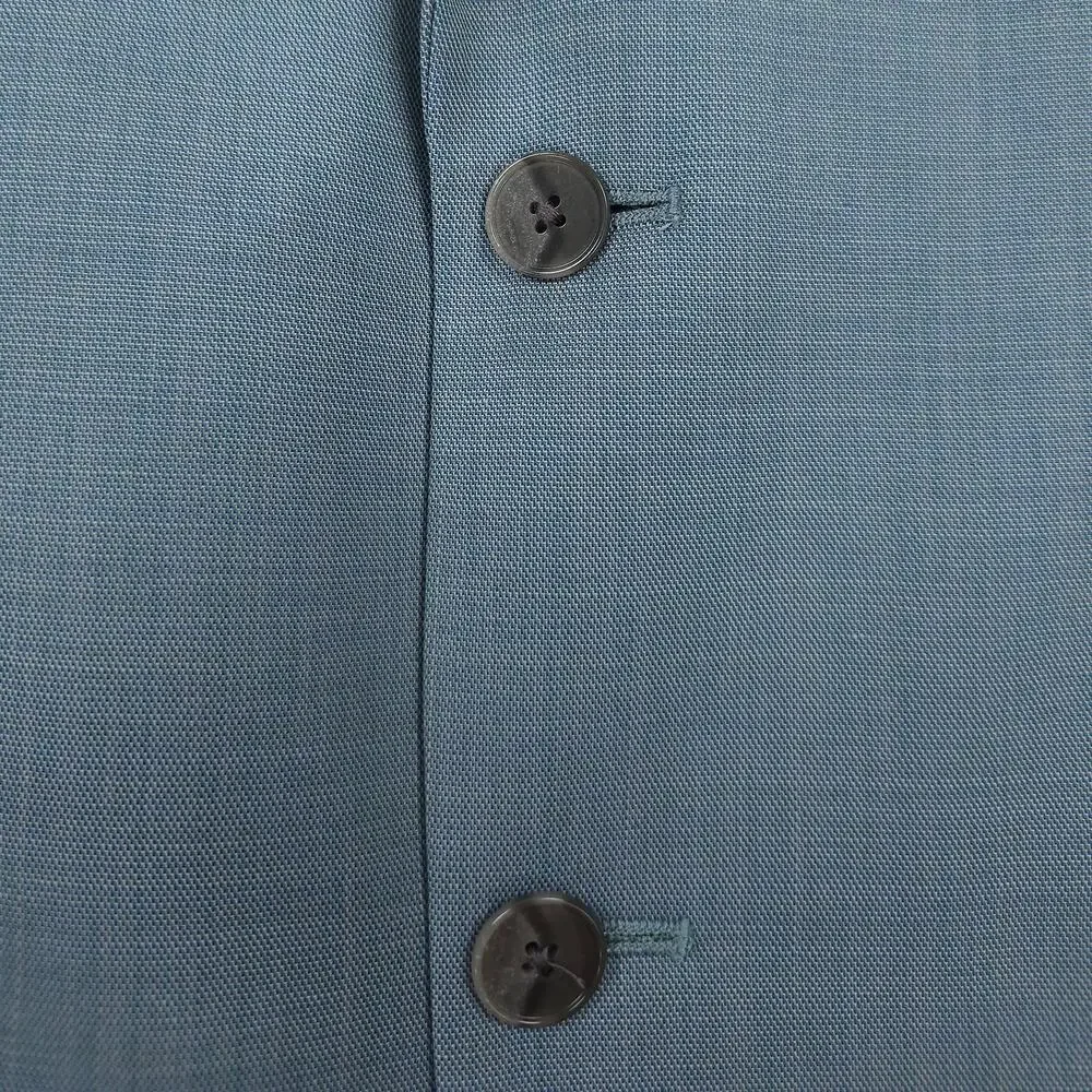 Calvin Klein Mens Slim Fit Suit Jacket Blazer 42L Green Solid Stretch Wool Blend